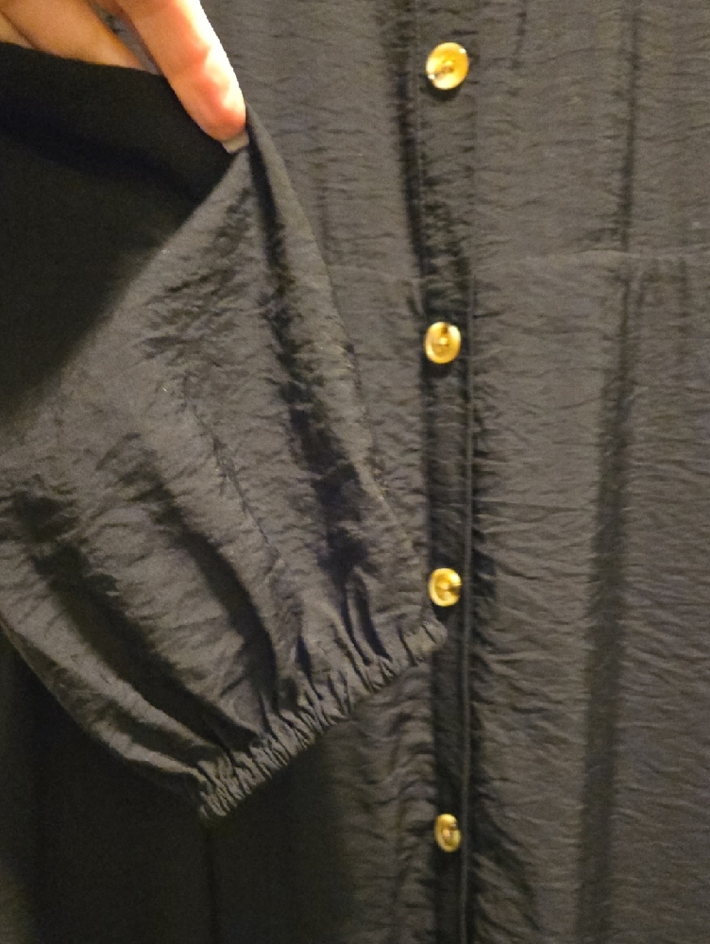 Nine West Black Button-Front Long Sleeve Dress - Picture 5 of 7
